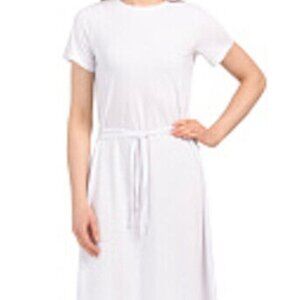 Theory Cotton Belted Shirtdress white M